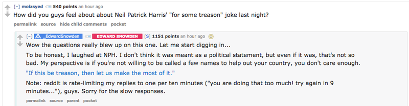 Illustration for article titled Edward Snowden's Reddit AMA Sure Is Going Great So Far